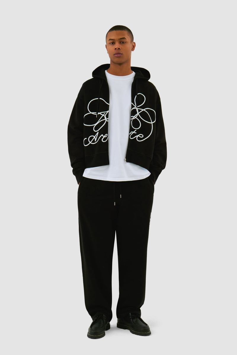 Sweat à capuche zippé avec logo fleuri