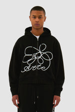 Sweat à capuche zippé avec logo fleuri