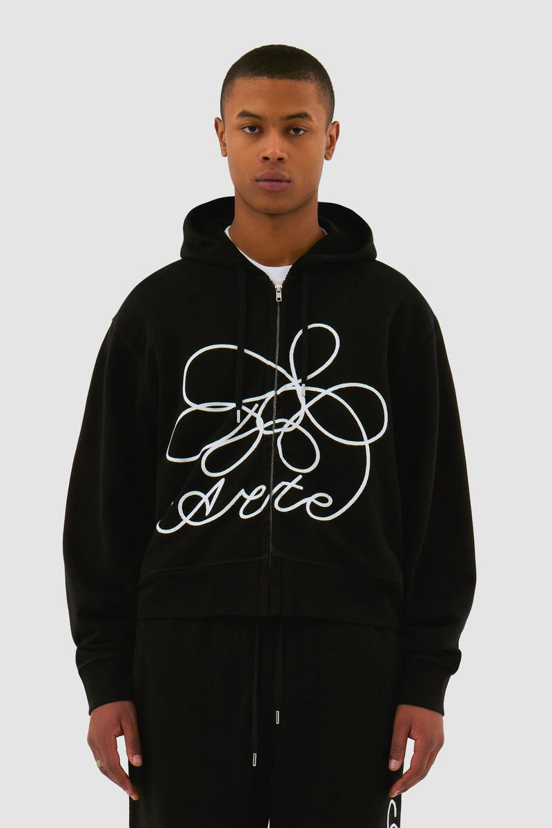 Sweat à capuche zippé avec logo fleuri