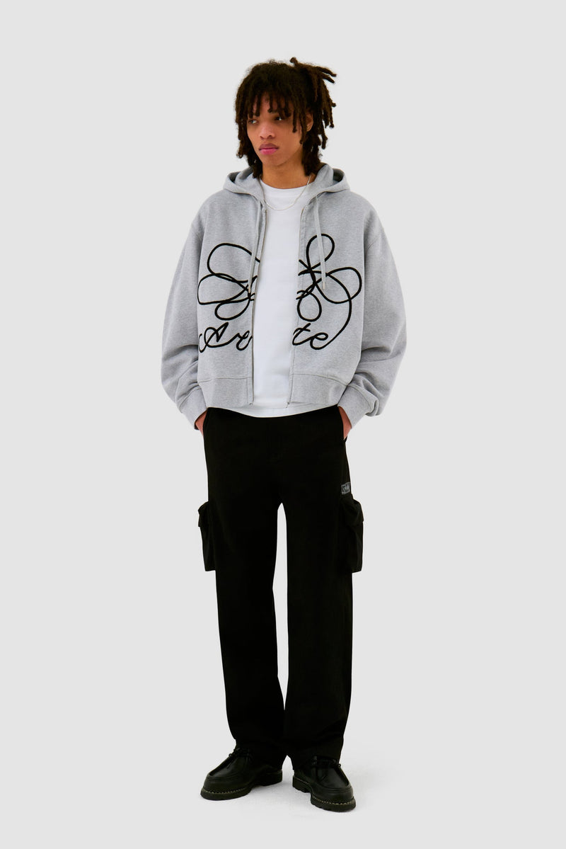 Sweat à capuche zippé avec logo fleuri