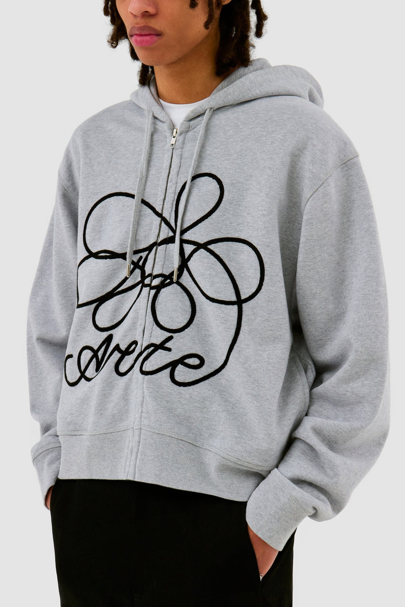 Sweat à capuche zippé avec logo fleuri