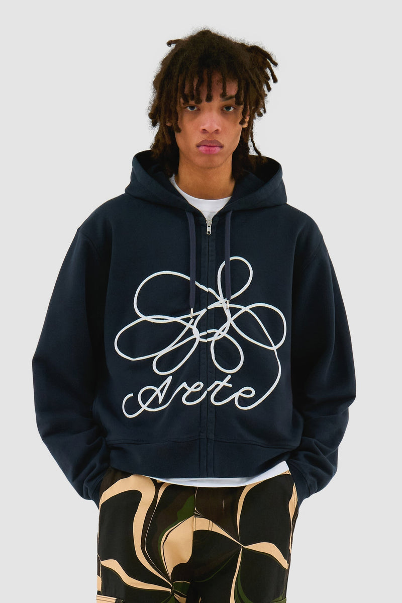 Sweat à capuche zippé avec logo fleuri