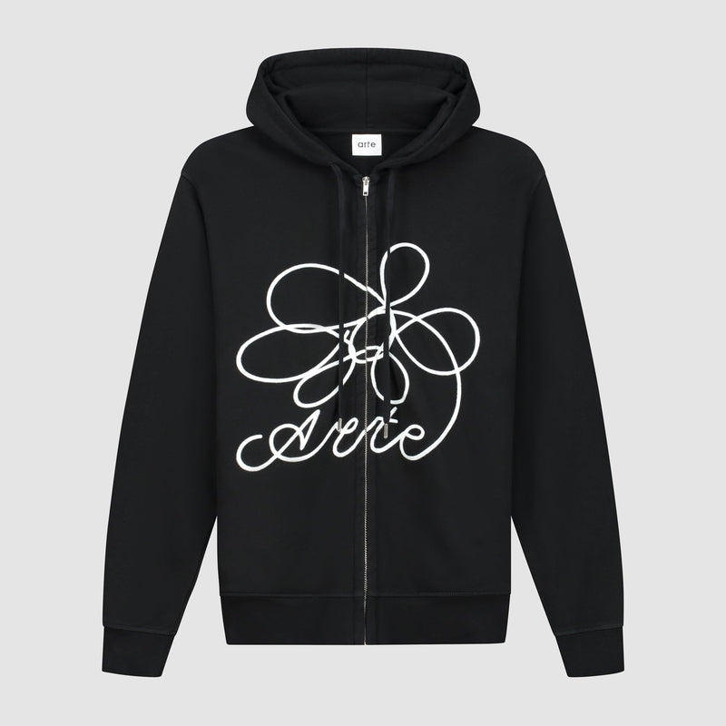Sweat à capuche zippé avec logo fleuri