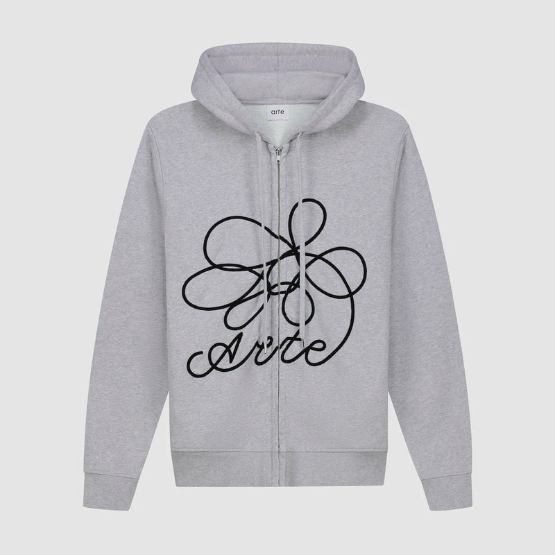 Sweat à capuche zippé avec logo fleuri