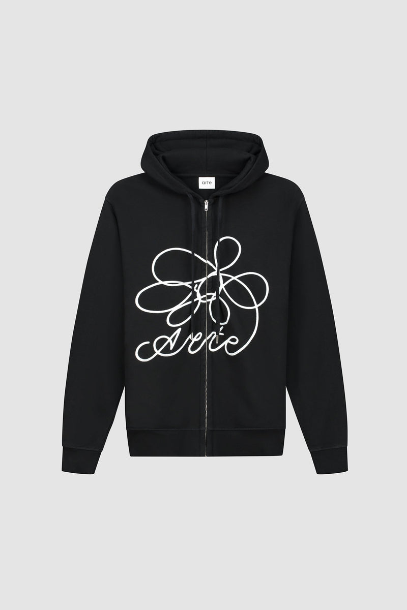 Sweat à capuche zippé avec logo fleuri