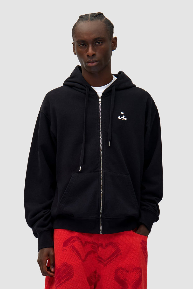 Sweat à capuche zippé en forme de cœur